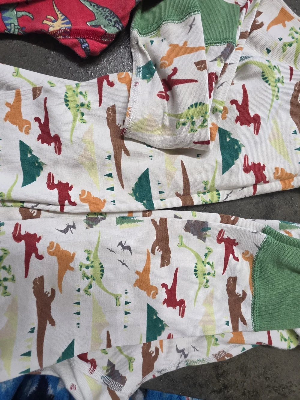 Disney Two-Piece Dinosaur Pajama Sets in Red and White with Green Trim